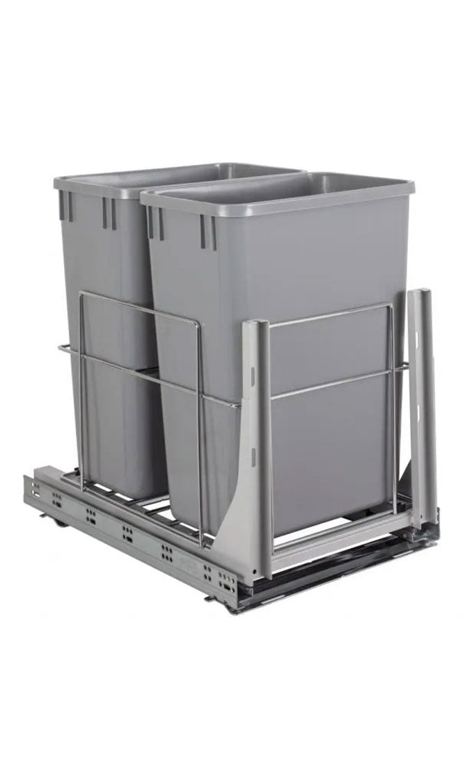 35QT WIRE DOUBLE TRASHCAN PULLOUT WITH SOFT-CLOSE SLIDES