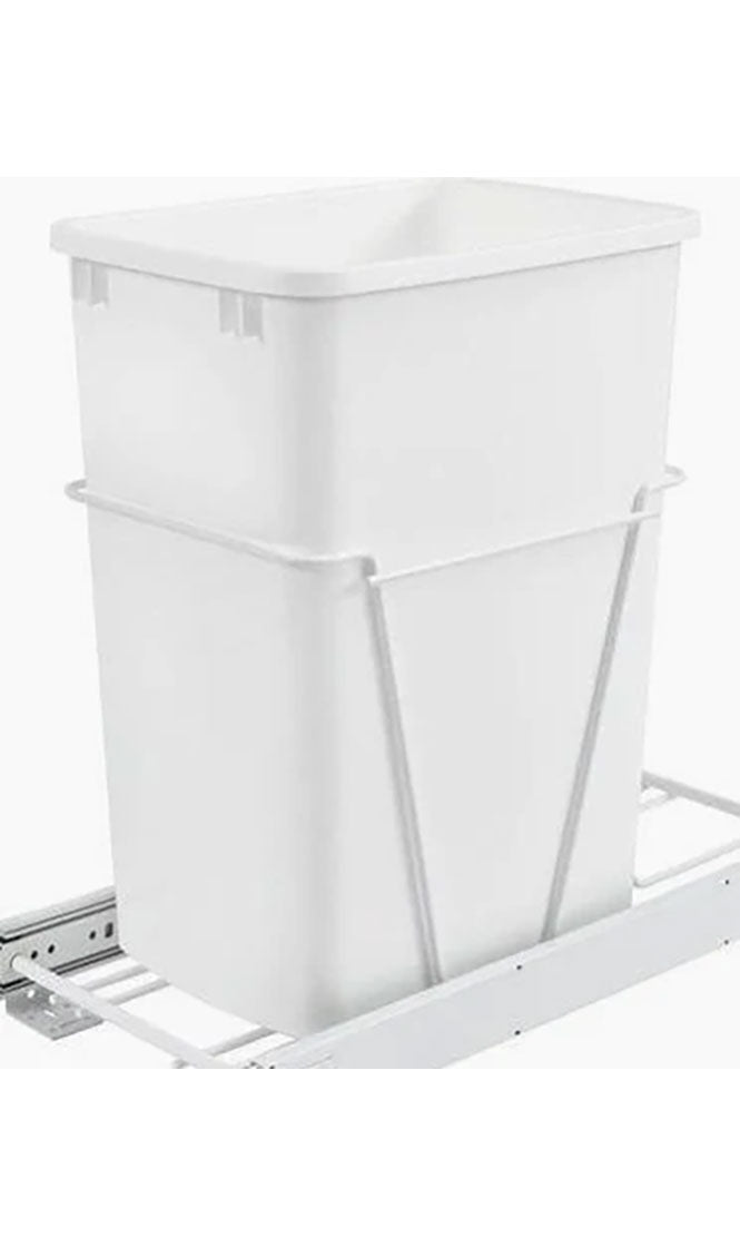 SINGLE HEAVY GAUGE TRASH PULL OUT WHITE