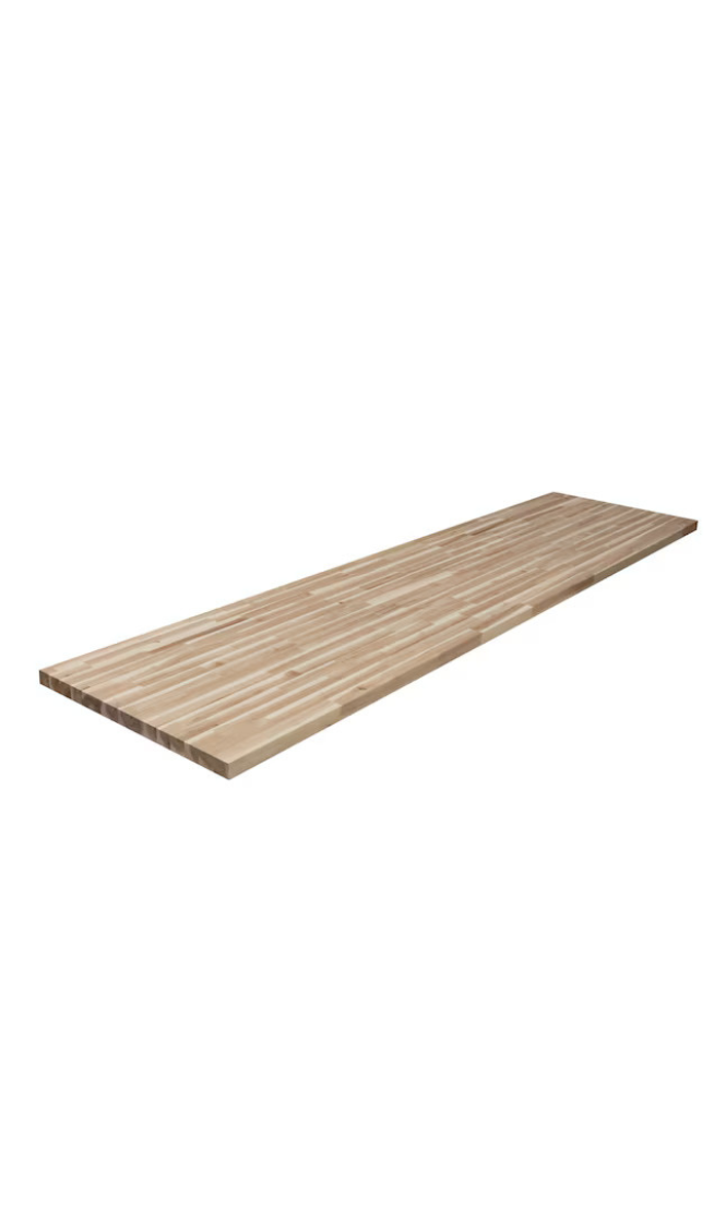 ACACIA WOOD UNFINISHED Butcher block Square Countertop 8-Feet x 25-Inches x 1.5-Inches