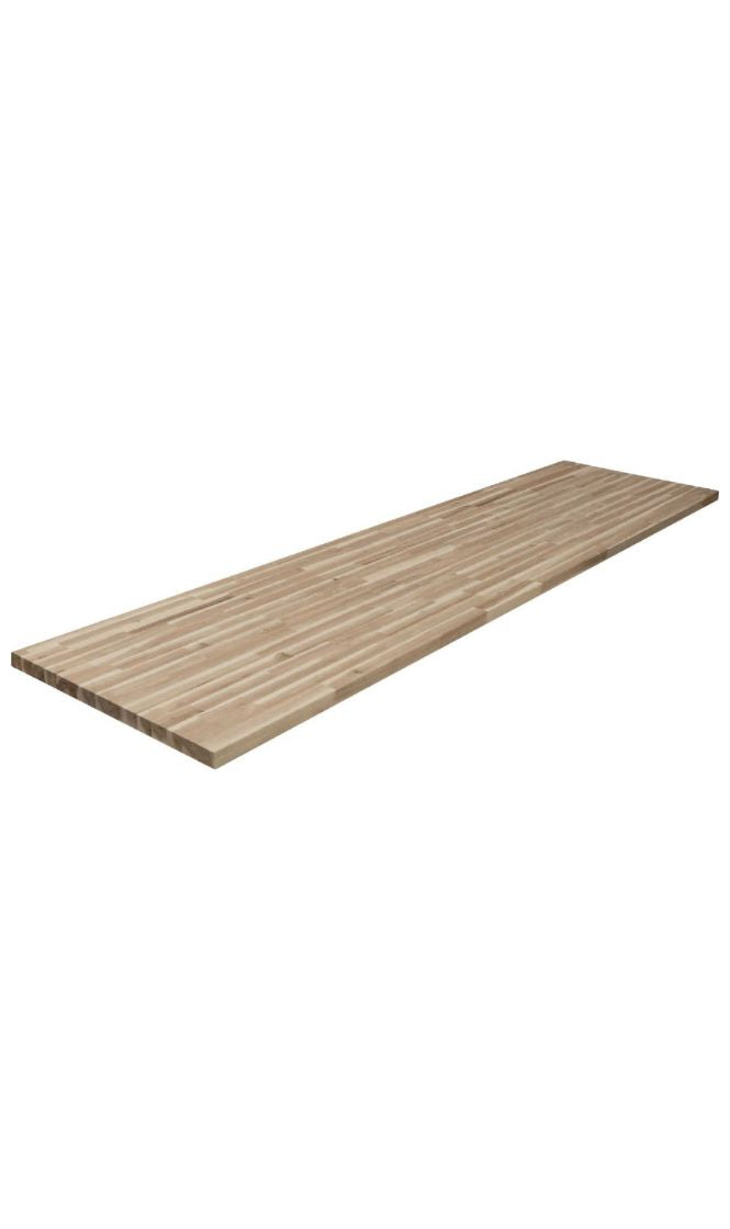 Unfinished Acacia Wood Butcher Block Countertop with Square Edge 122 In. L x 25 In. D x 1.5 In.