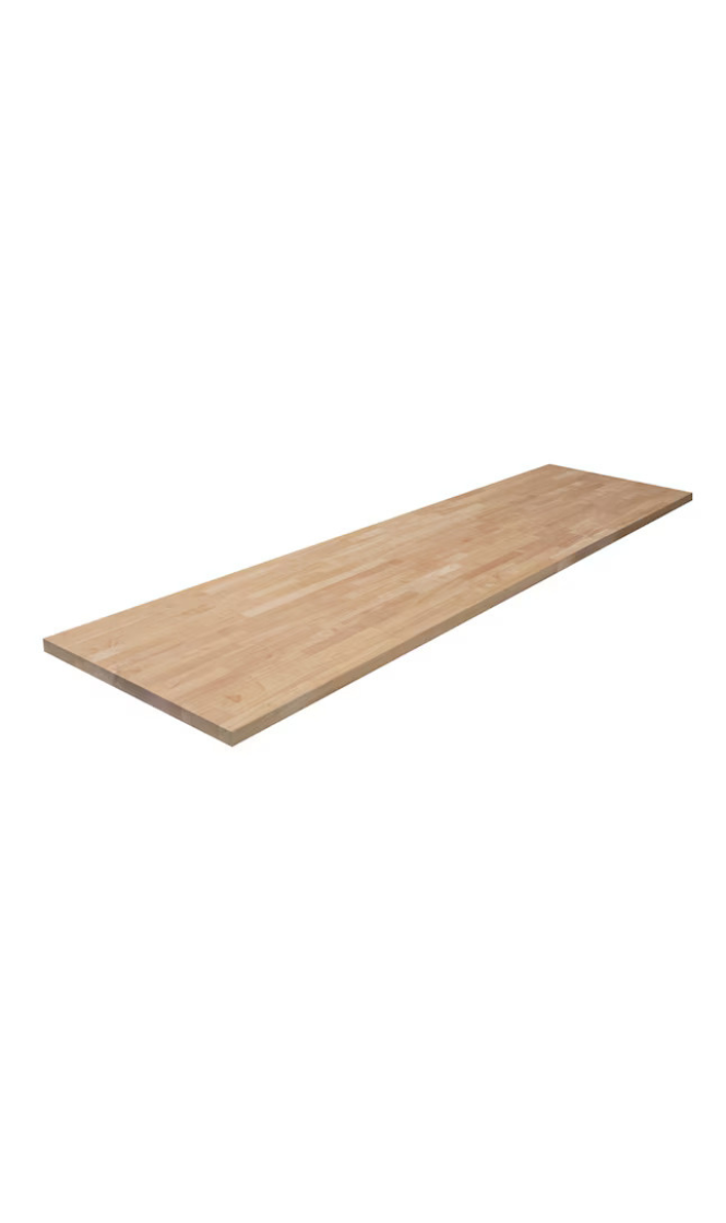 Unfinished Hevea Straight Hevea Butcher block Square Countertop 10-Feet x 25-Inches x 1.5-Inches