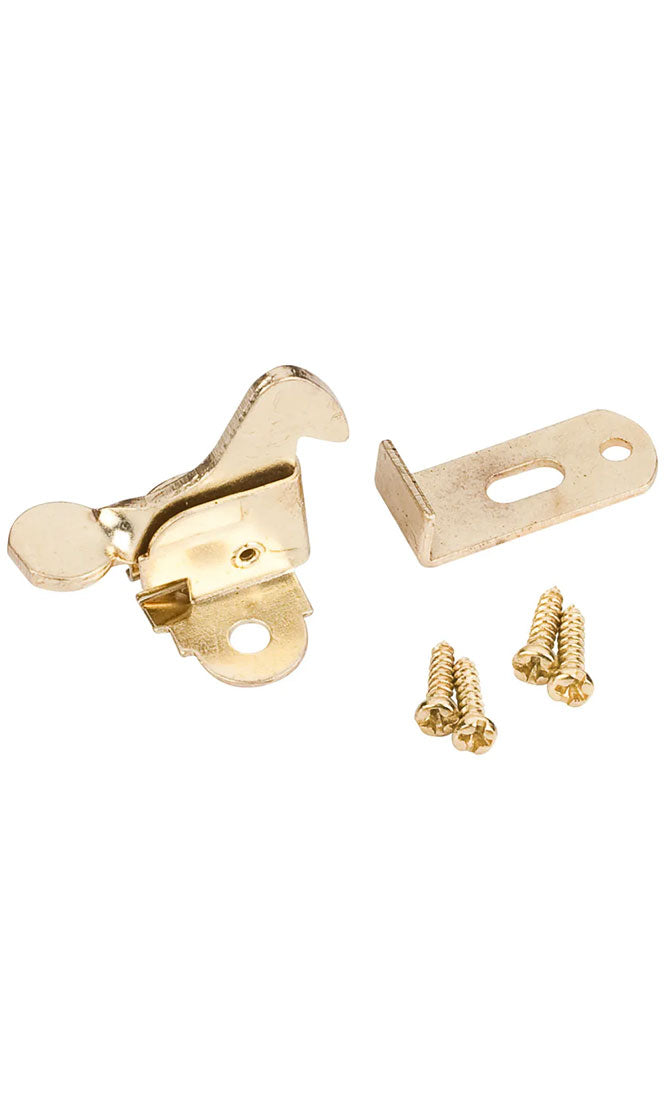 POLISHED BRASS ELBOW CATCH POLYBAGGED WITH SCREWS