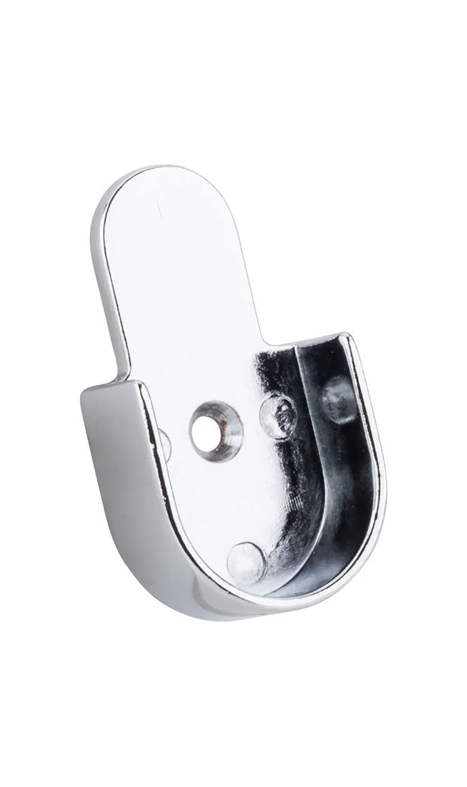 CHROME OPEN SCREW-IN MOUNTING BRACKET FOR 1" AND 1-1/16" ROUND CLOSET RODS