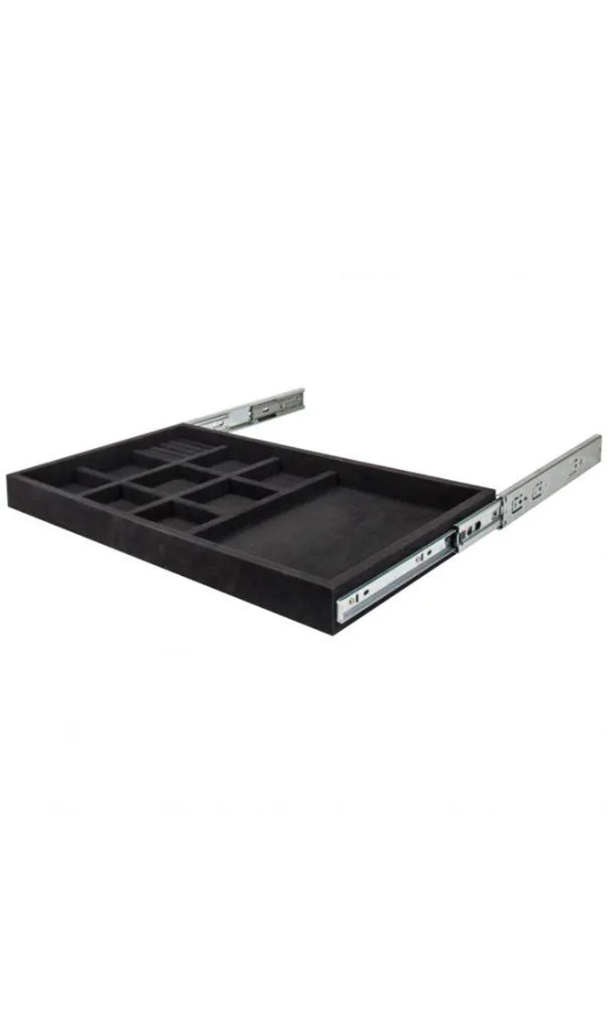 BLACK FELT 10-COMPARTMENT JEWELRY ORGANIZER DRAWER BLACK