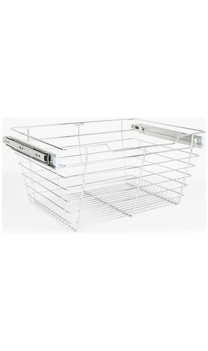 CHROME CLOSET PULLOUT BASKET WITH SLIDES 14"D X 29"W X 11"H