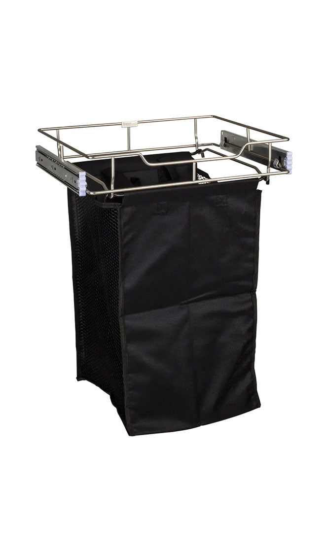 CHROME 14" DEEP PULLOUT CANVAS HAMPER WITH REMOVABLE LAUNDRY BAG