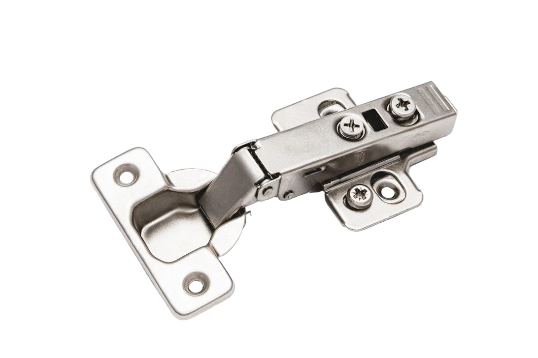 Metallic hinge on a white background