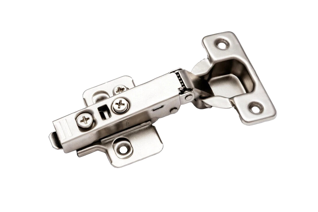 Metallic hinge on a white background