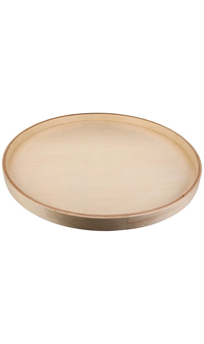 28" ROUND BANDED WOOD LAZY SUSAN SHELF WITH SWIVEL