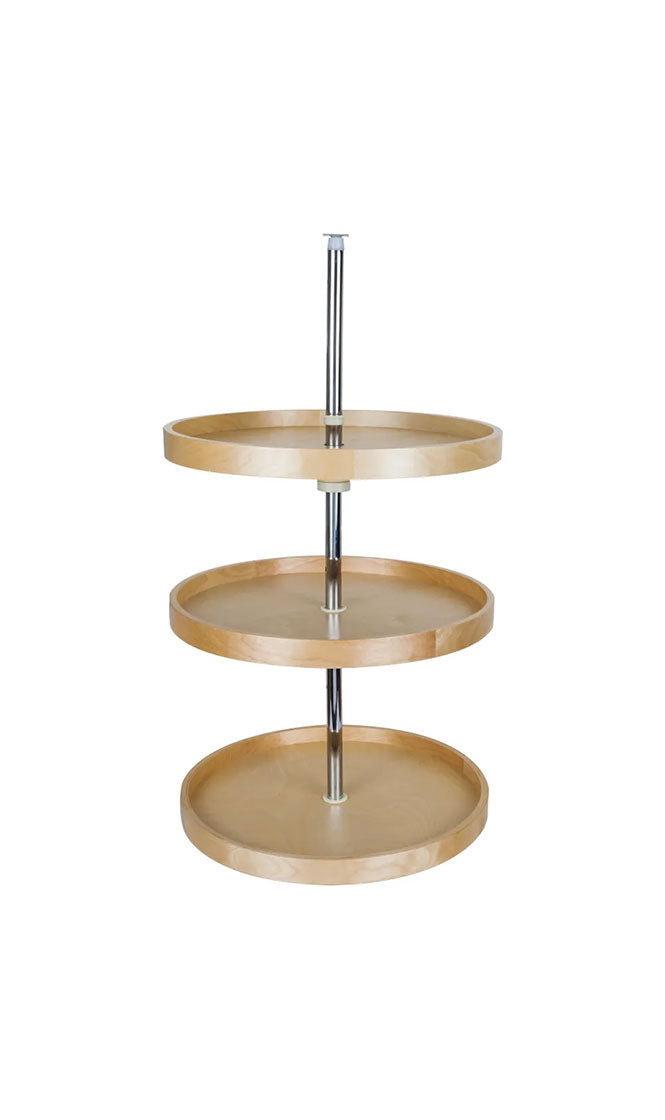 BANDED WOOD LAZY SUSAN SHELF WITH SWIVEL