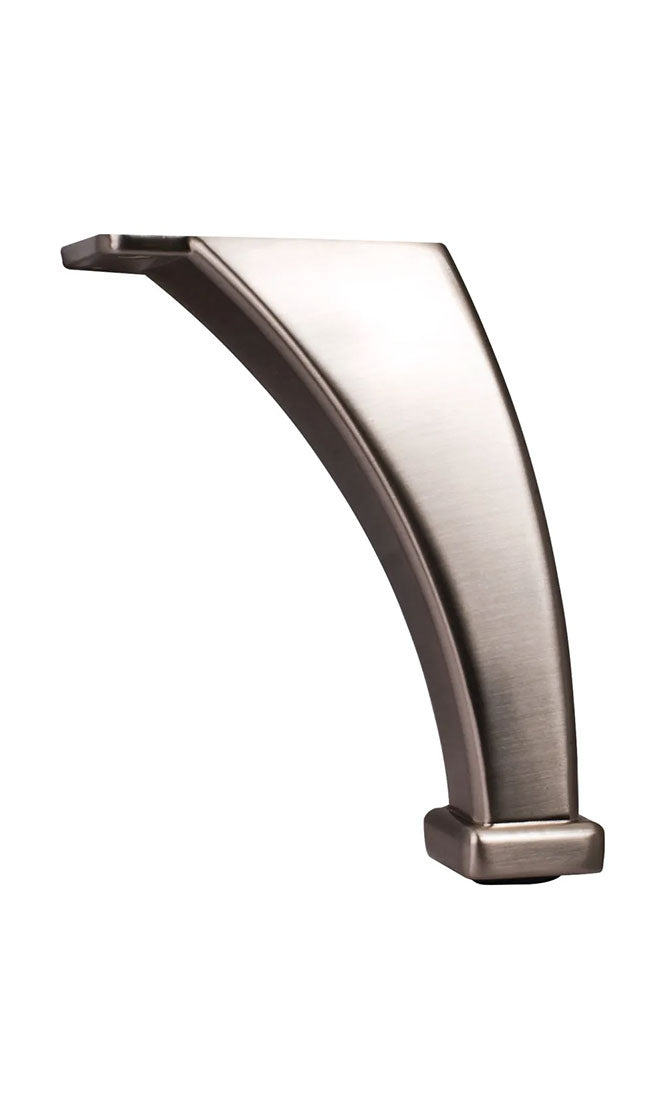 4-1/8" H SATIN NICKEL SQUARE CURVED METAL FURNITURE LEG