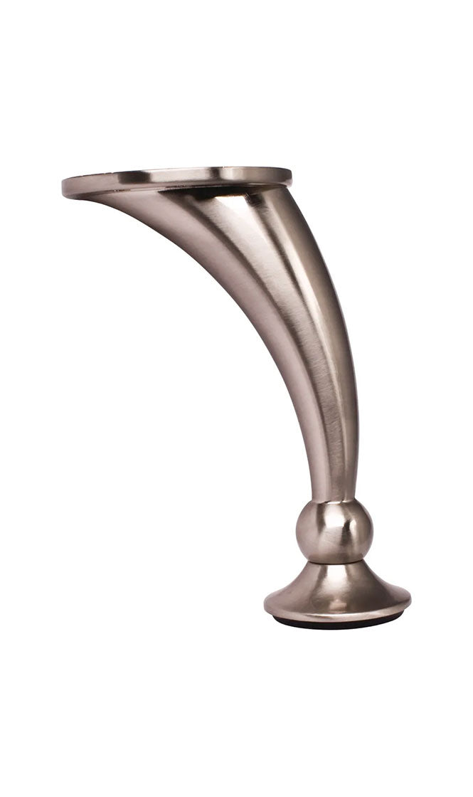 ADJUSTABLE 4-1/2" – 4-5/8" SATIN NICKEL ROUND CURVED METAL FURNITURE LEG