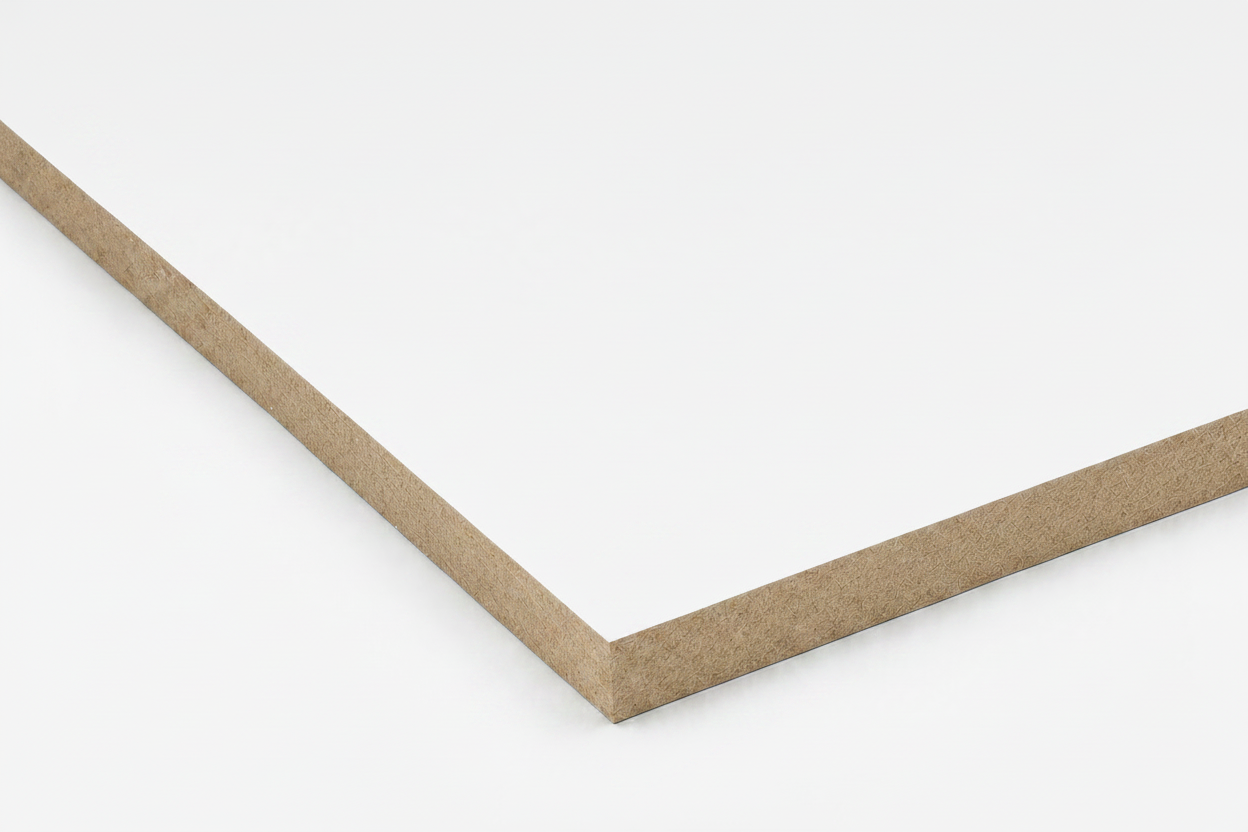 MDF BACKING STANDARD LAMINATED 3/4" - 4" X 8" WHITE 1 SIDE