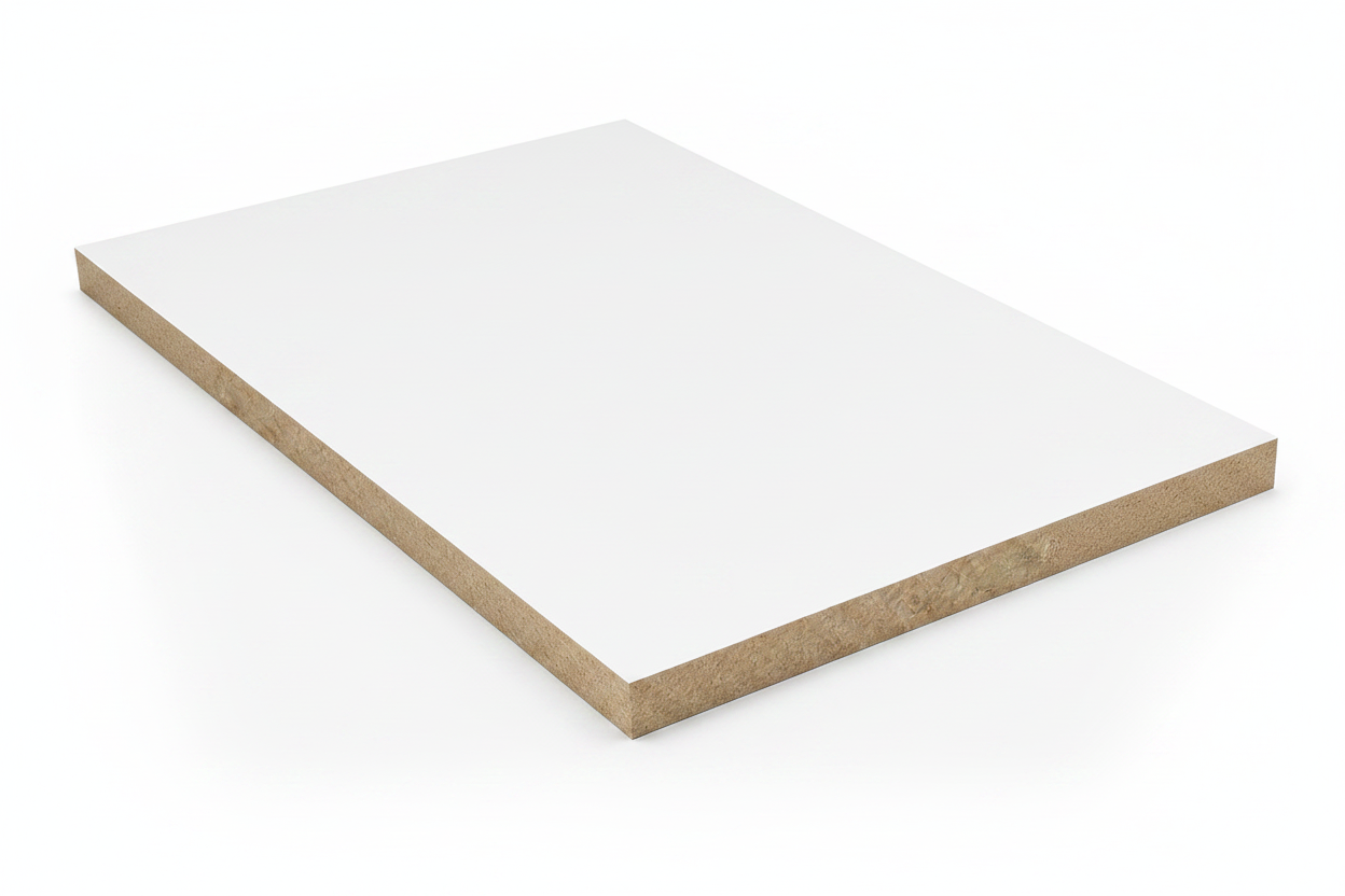 MDF BACKING STANDARD LAMINATED 3/4" - 4" X 8" WHITE 2 SIDE