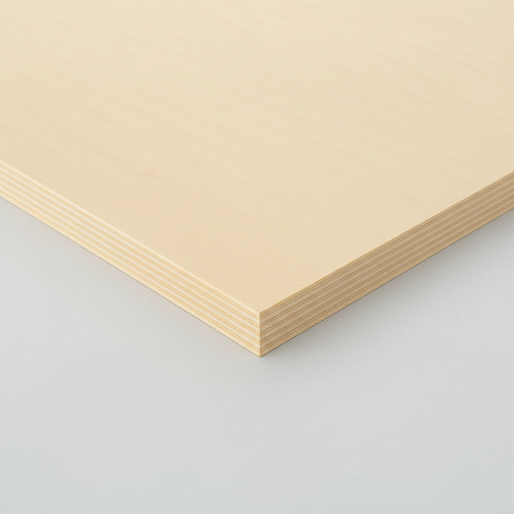 Stack of beige wooden panels on a matching background