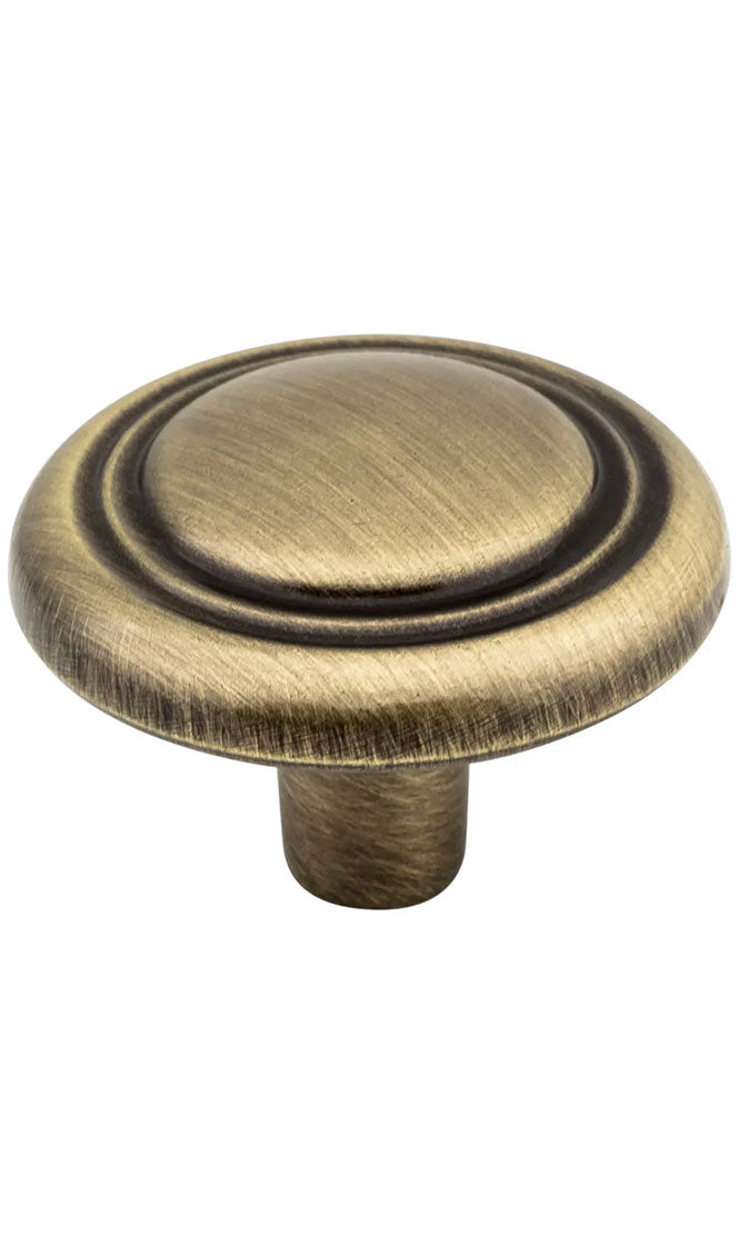 1-1/4" DIAMETER BRUSHED ANTIQUE BRASS KINGSPORT CABINET MUSHROOM KNOB