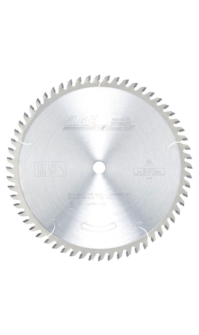 Carbide Tipped Plywood & Laminate 10 Inch Dia X 60T TCG, 12 Deg, 5/8 Bore Circular Saw Blade
