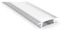 A long, narrow white linear channel or guide rail shown at an angle on a plain white background.