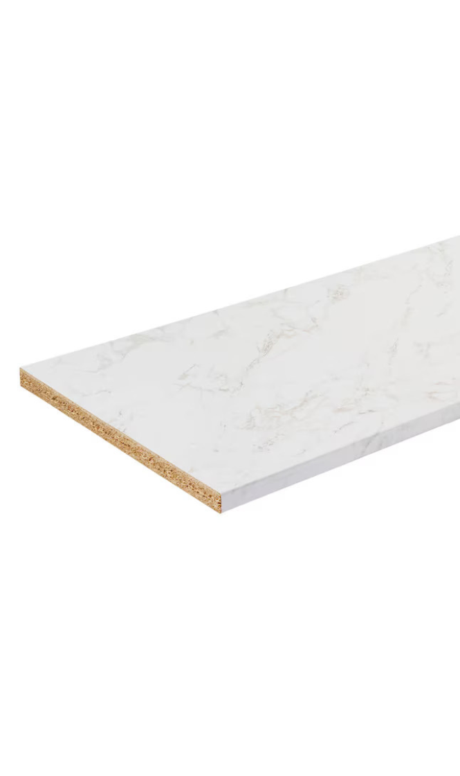 Stretta BACK SPLASH White Marble Straight Laminate Square Countertop  10-Feet x 25.5-Inches x 1.125-Inches