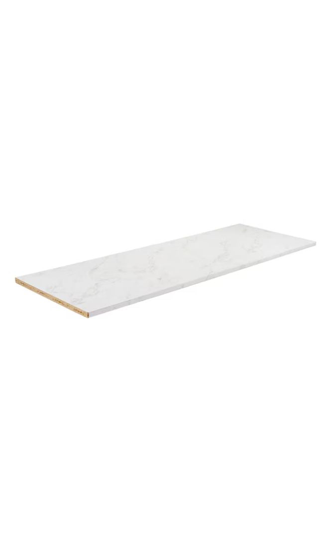 Stretta White Marble Right-Hand Miter-Cut Laminate Square Countertop 6-Feet X 25.5-Inches X 1.125-Inches