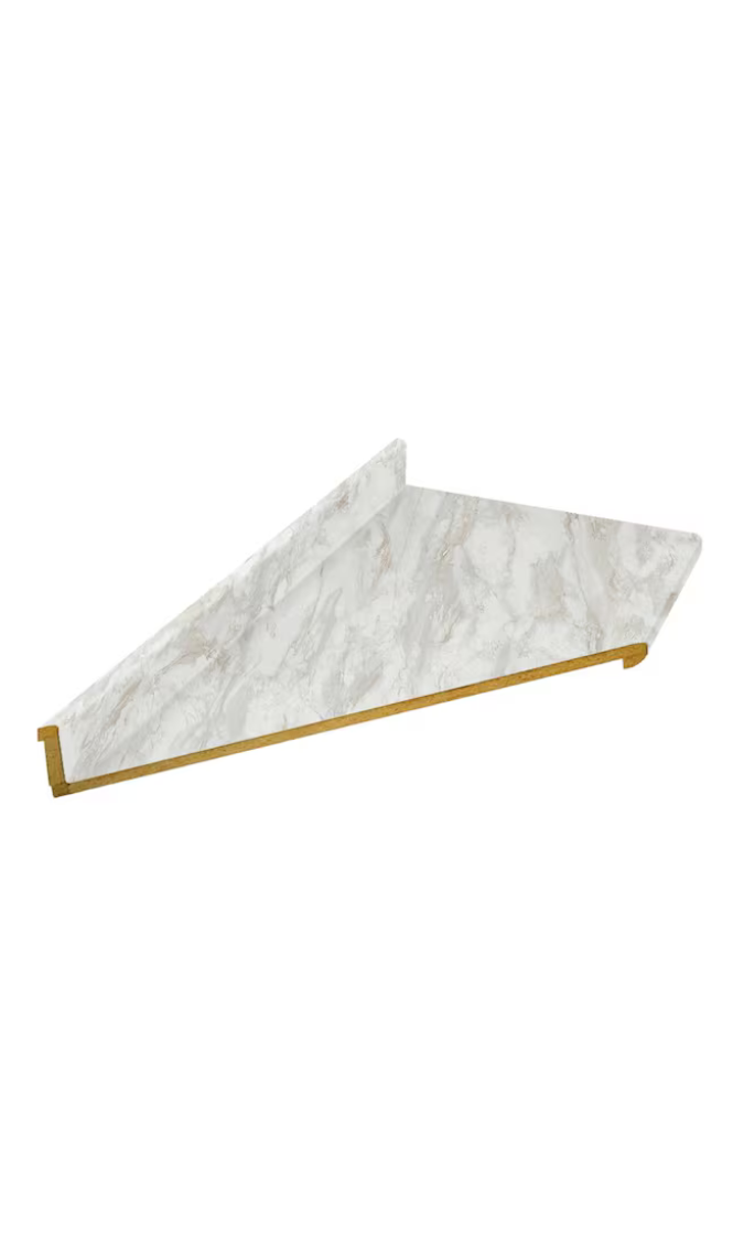 10 ft. LEFT Miter Laminate Countertop in Textured Drama Marble with Eased Edge 10 FT 120" X 25" X 1.125" (Z) (160106)