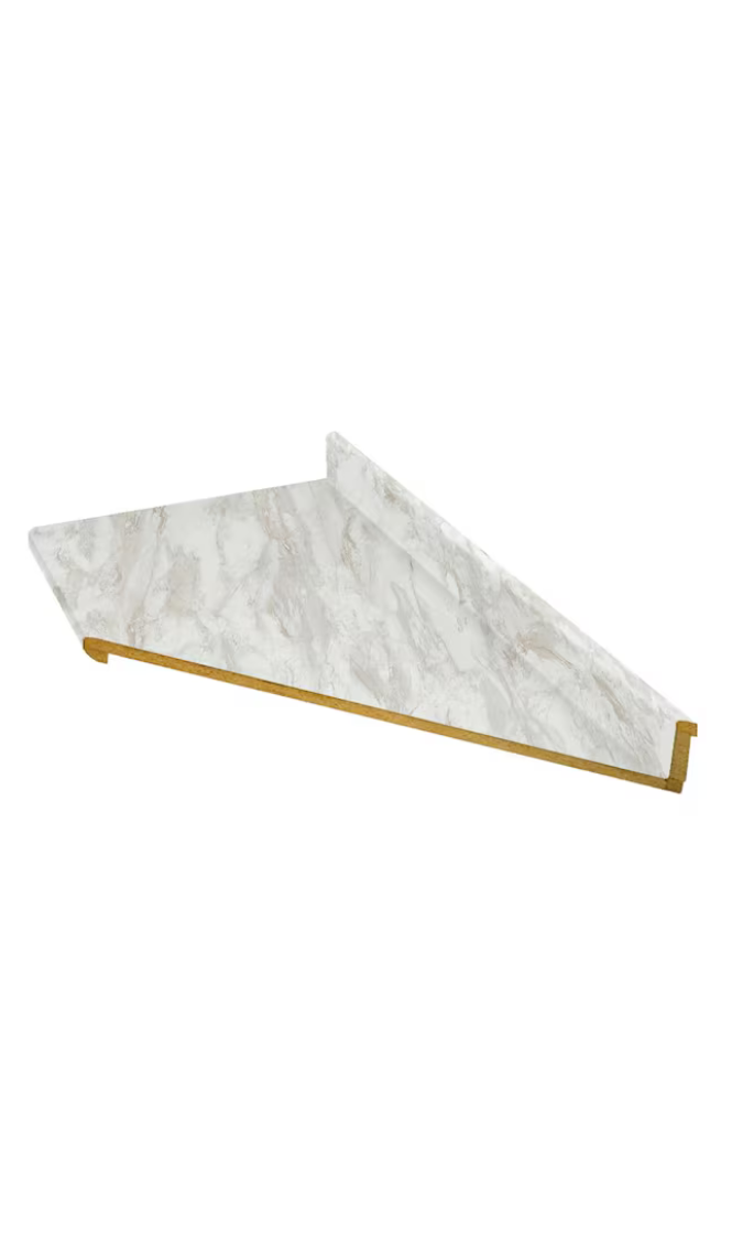 10 ft. Right Miter Laminate Countertop in Textured Drama Marble with Eased Edge 10 FT 120" X 25" X 1.125" (Z) (160106)