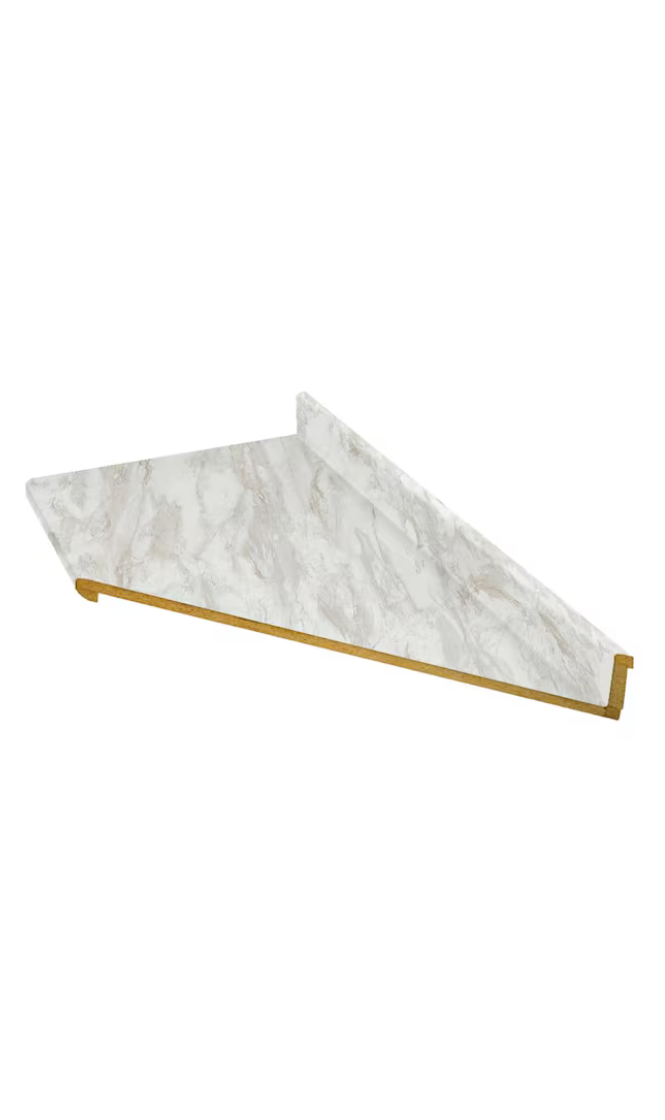10 ft. Right Miter Laminate Countertop In Textured Drama Marble With Eased Edge 10 ft 120" x 25" x 1.125" (Z) (160106)