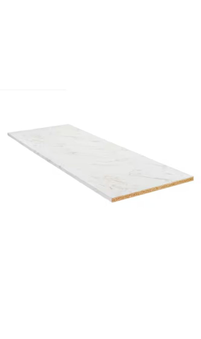 Stretta 6-Feet x 25.5-Inches x 1.125-Inches White Marble Straight Laminate Square Countertop